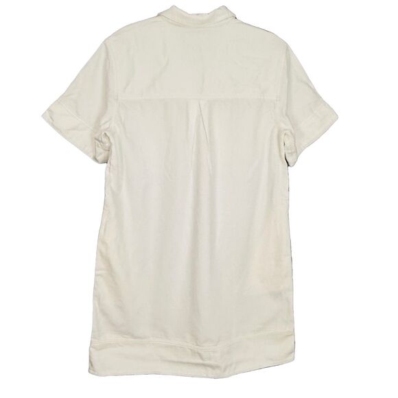 MADEWELL Denim Popover Dress L Pure White Pocket Mini Short Sleeve NWT B28 - Picture 3 of 6